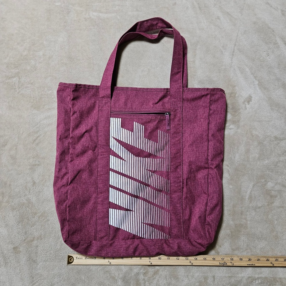 Nike Graphic Tote Bag Burgundy Maroon Heathered Logo Gym‎ Shopping Shoulder Bag